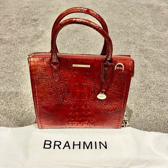 Brahmin Caroline Satchel Red Dragon Melbourne Leather Bag - Picture 2 of 11